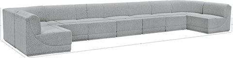 Estelle Grey 218 Boucle Fabric Upholstered Modular Sectional, 9-Piece