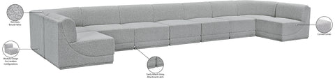 Estelle Grey 218 Boucle Fabric Upholstered Modular Sectional, 9-Piece