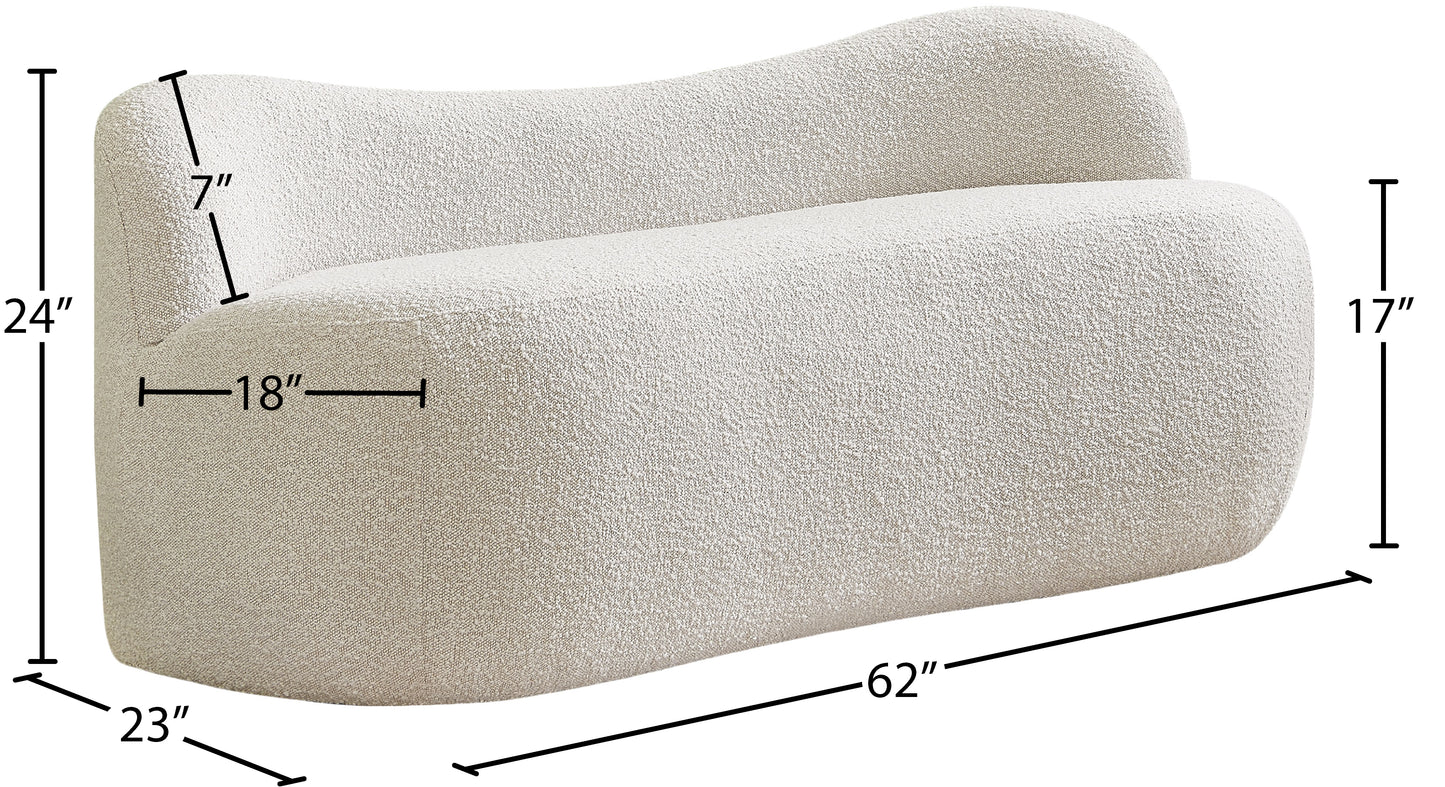 royce cream boucle fabric bench cream