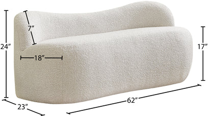 Royce Cream Boucle Fabric Bench Cream