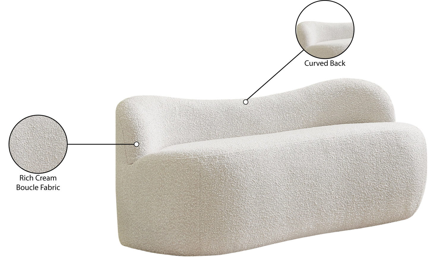 royce cream boucle fabric bench cream