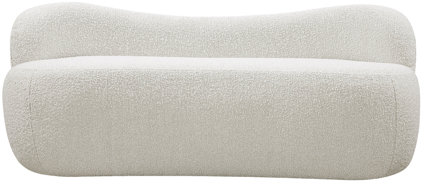 royce cream boucle fabric bench cream