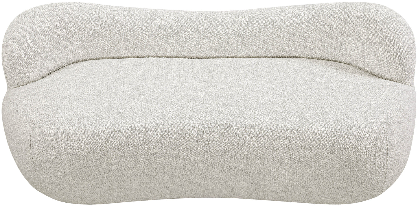 royce cream boucle fabric bench cream