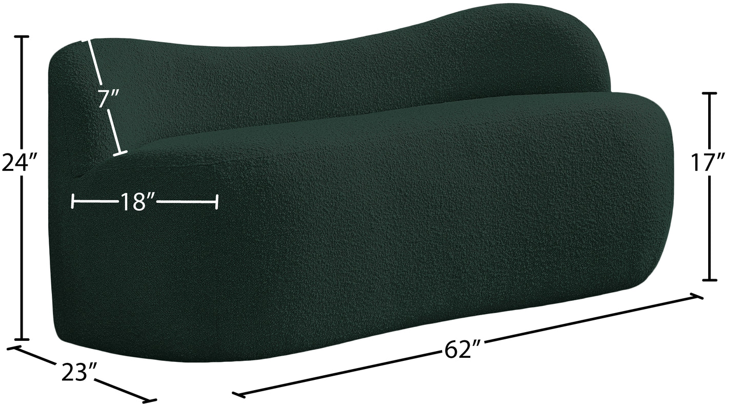 royce green boucle fabric bench green