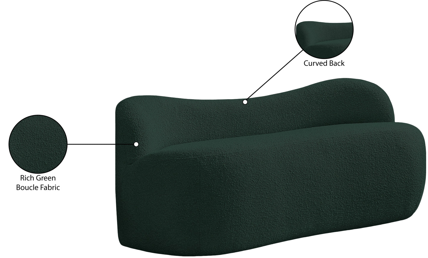 royce green boucle fabric bench green