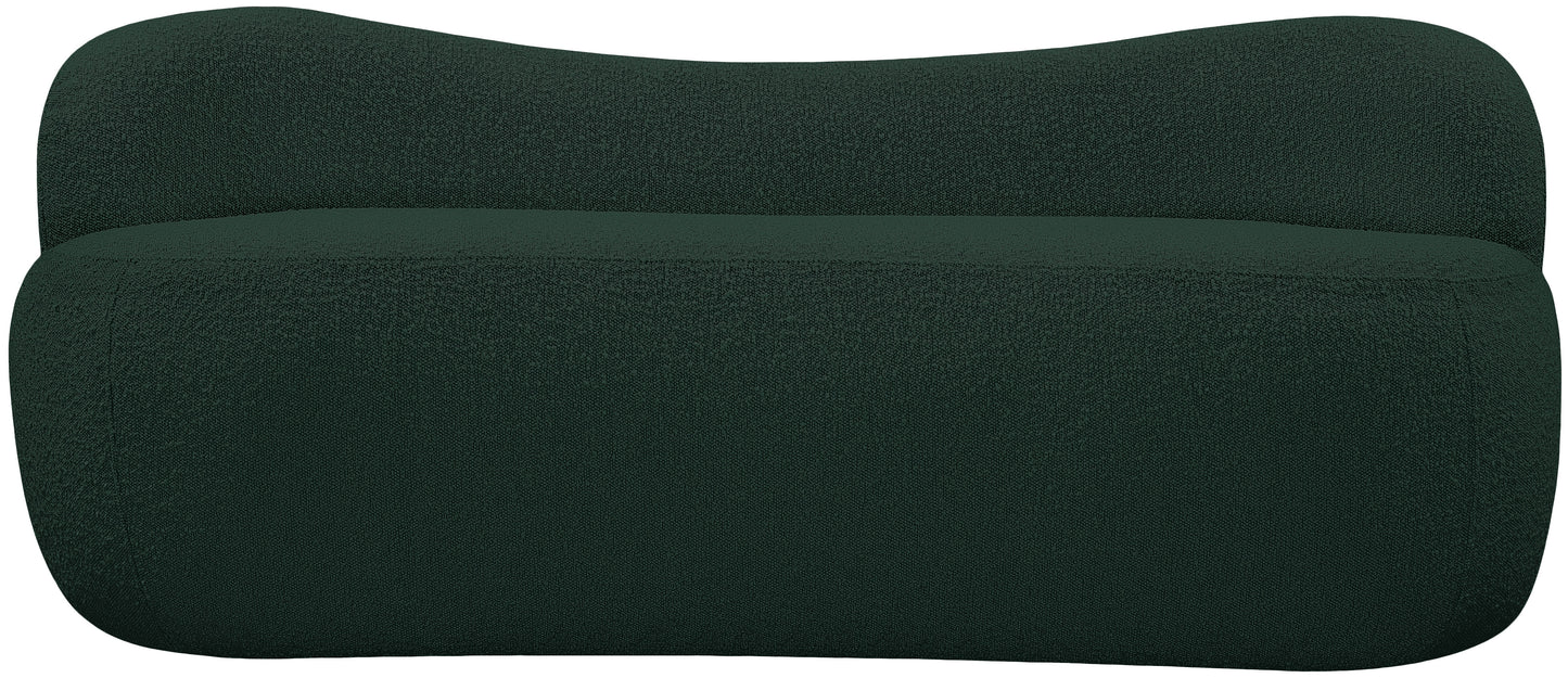 royce green boucle fabric bench green