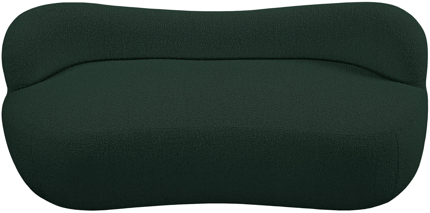 royce green boucle fabric bench green