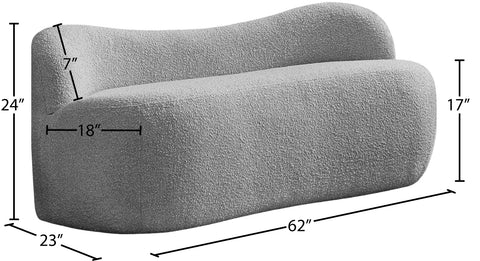 Royce Grey Boucle Fabric Bench Grey
