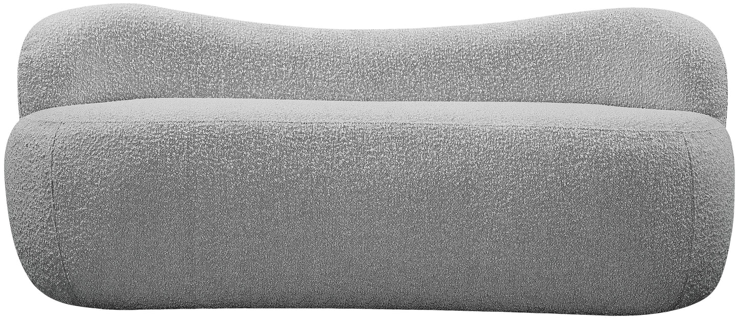 royce grey boucle fabric bench grey