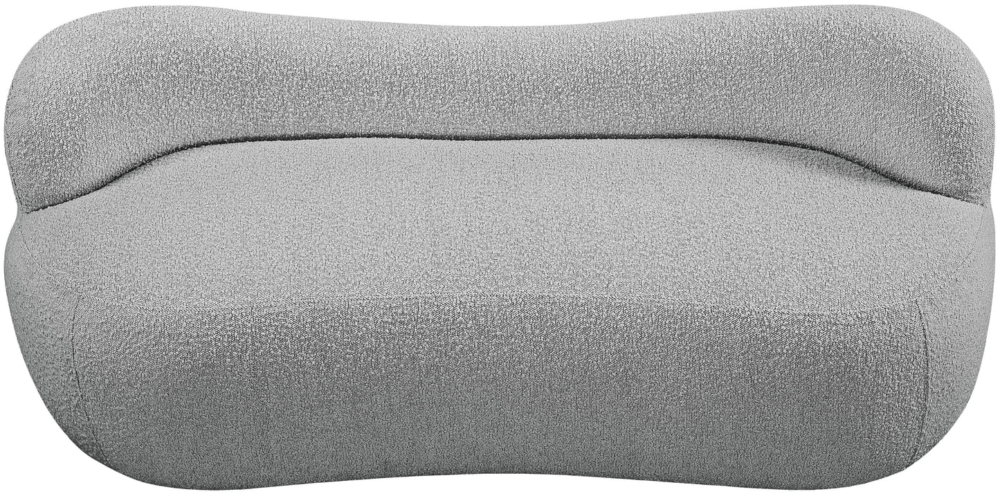 royce grey boucle fabric bench grey