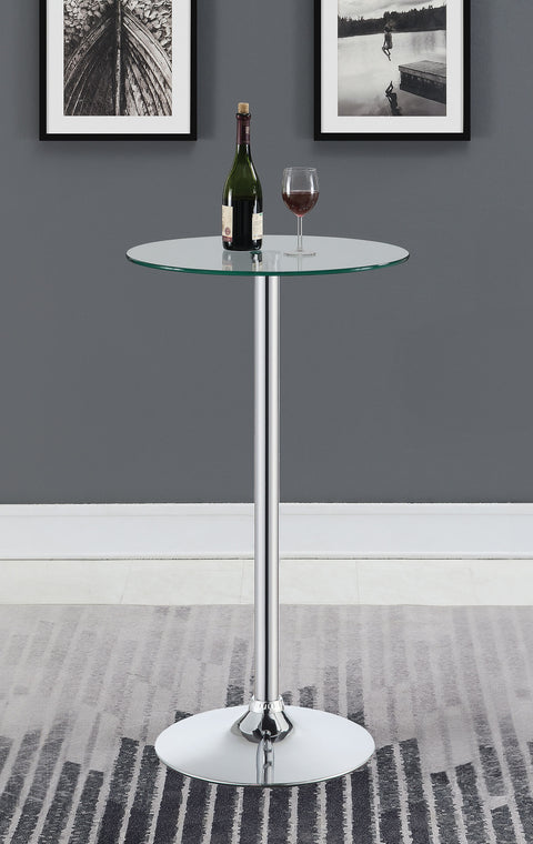 Carly Round 24-inch Glass Top Bistro Bar Table ChromeChrome