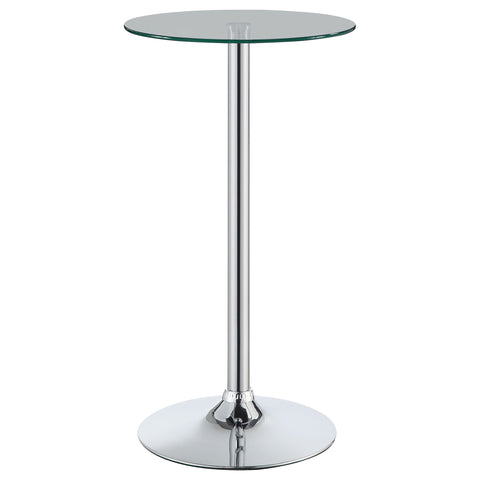 Carly Round 24-inch Glass Top Bistro Bar Table ChromeChrome