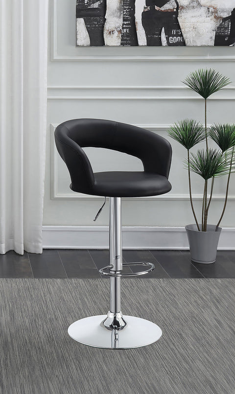 Francesca 29" Adjustable Height Bar Stool Black and ChromeBlack