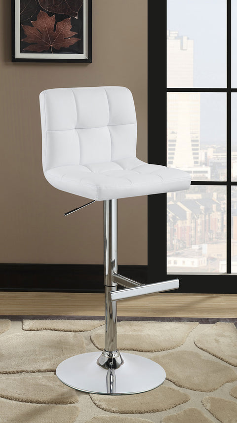 Cedric Upholstered Adjustable Bar Stool White (Set of 2)White