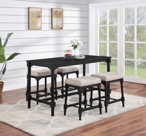 Julia 5-piece Rectangular Counter Height Dining Set BlackBlack