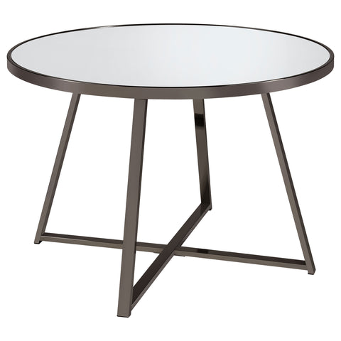 Cantley 5-piece Round Mirror Top Dining Set Black NickelBlack Nickel