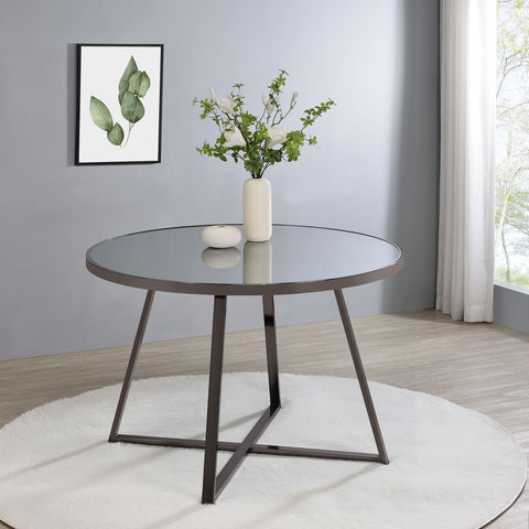 Cantley Round 45-inch Mirror Top Dining Table Black NickelBlack Nickel