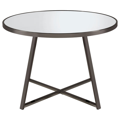 Cantley Round 45-inch Mirror Top Dining Table Black NickelBlack Nickel