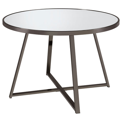 Cantley Round 45-inch Mirror Top Dining Table Black NickelBlack Nickel