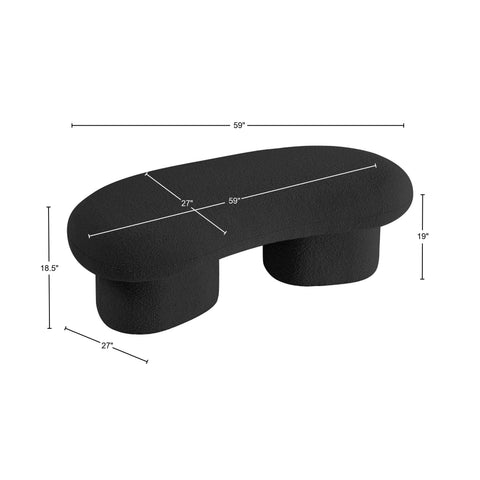 Rowan Black Boucle Fabric Bench Black
