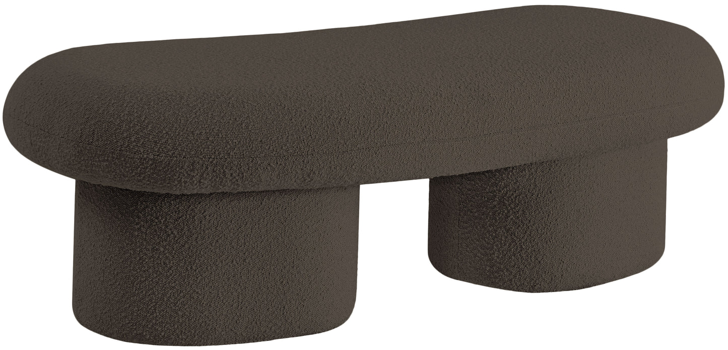 rowan brown boucle fabric bench brown