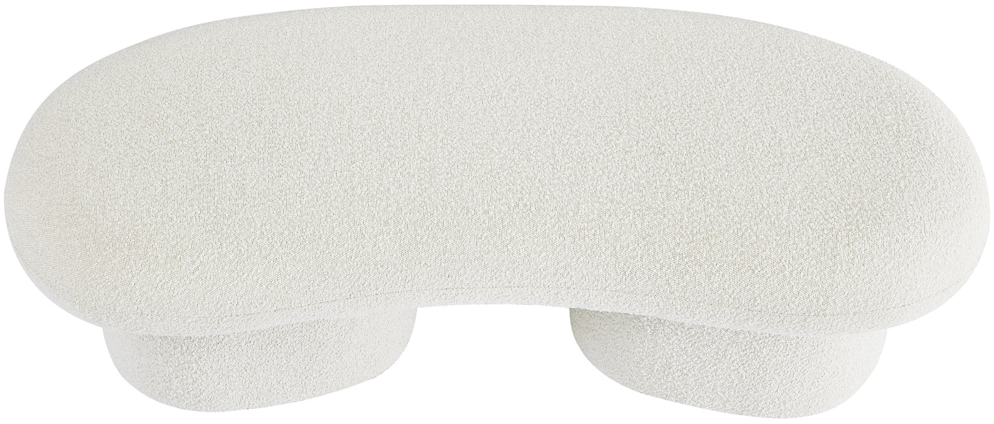 rowan cream boucle fabric bench cream