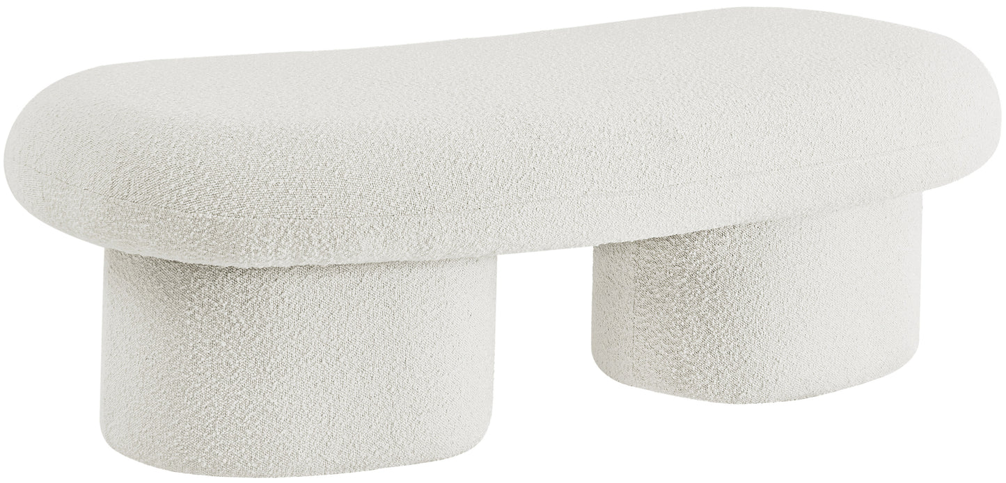 rowan cream boucle fabric bench cream