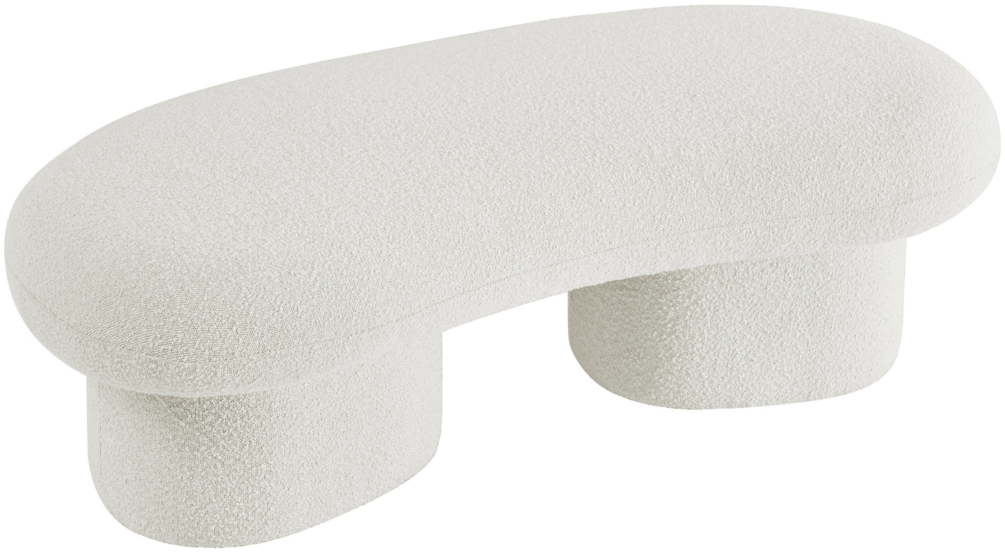 rowan cream boucle fabric bench cream