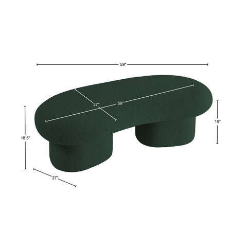 Rowan Green Boucle Fabric Bench Green