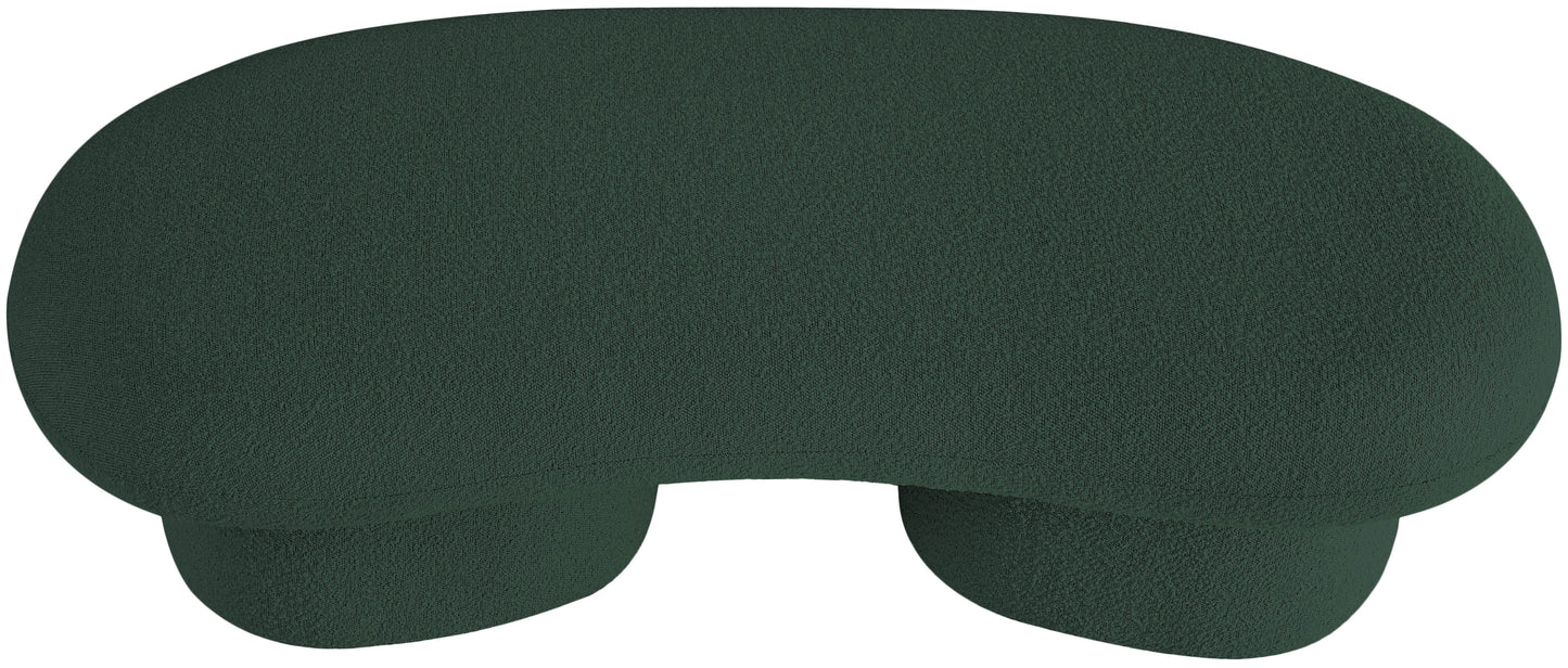 rowan green boucle fabric bench green