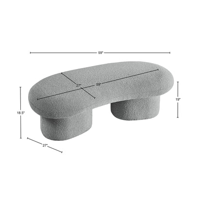 Rowan Grey Boucle Fabric Bench Grey