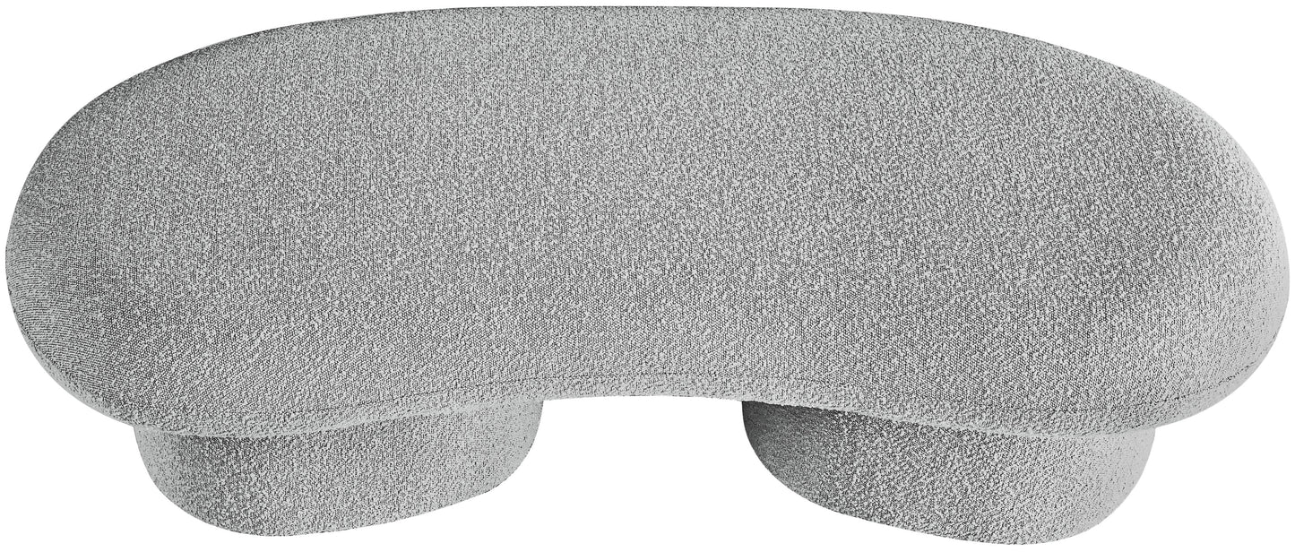 rowan grey boucle fabric bench grey