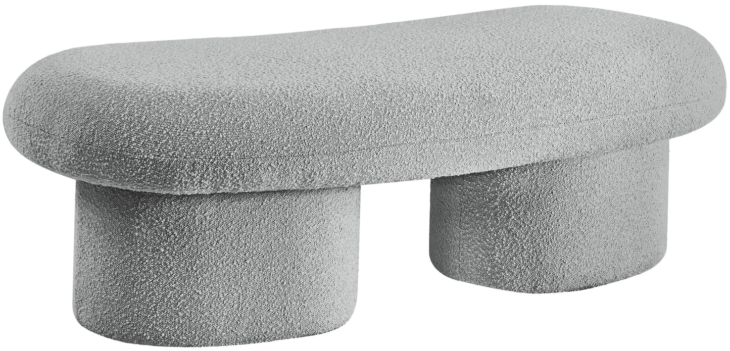 rowan grey boucle fabric bench grey