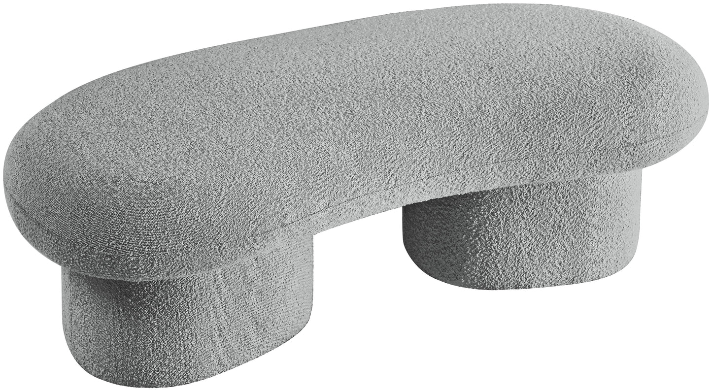 rowan grey boucle fabric bench grey