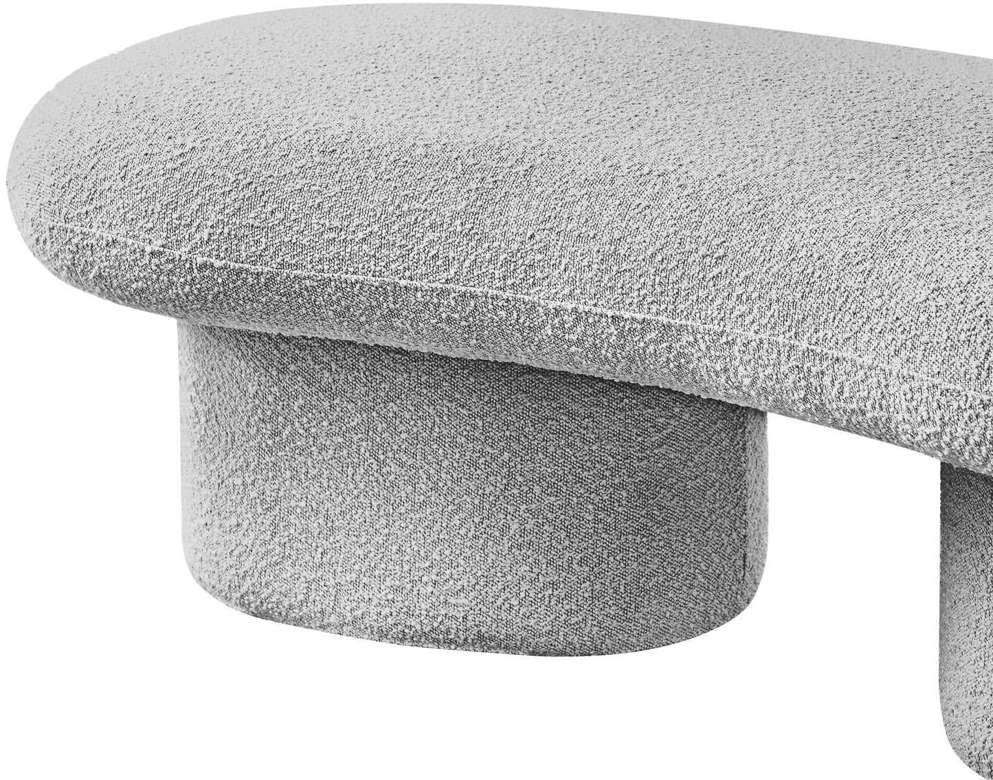 rowan grey boucle fabric bench grey