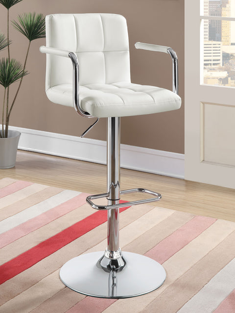 Dallas Adjustable Height Bar Stool White and ChromeWhite