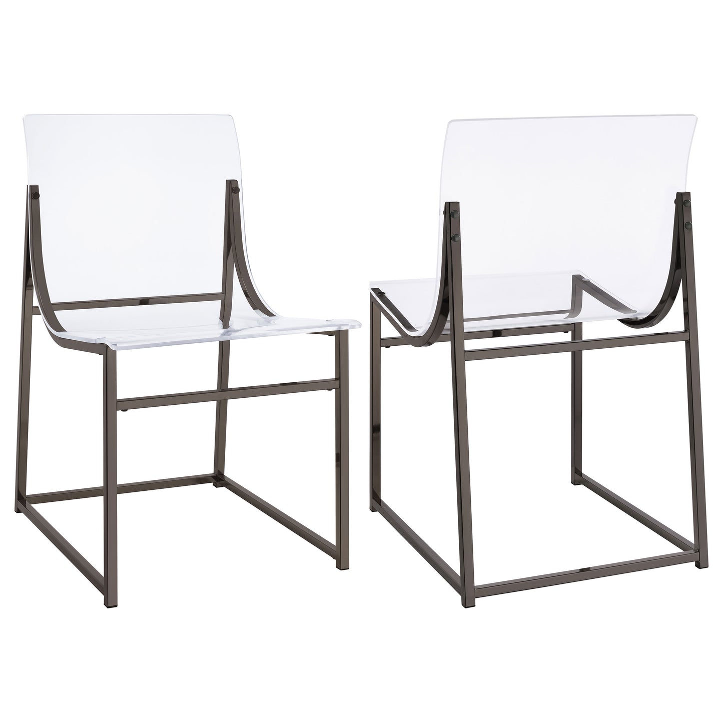 avonlea acrylic dining side chair black nickel (set of 2)