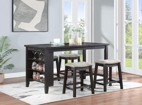 Leorio 5-piece Counter Height Dining Table Set Dark GreyDark Grey