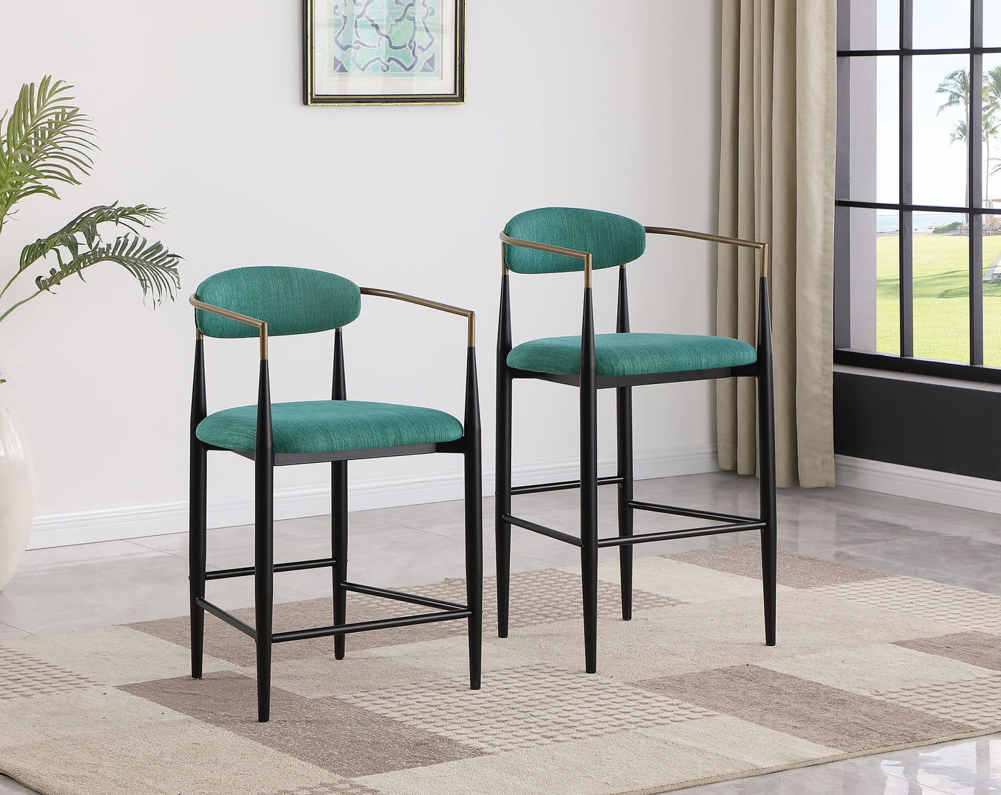 montlake fabric upholstered bar chair green (set of 2)