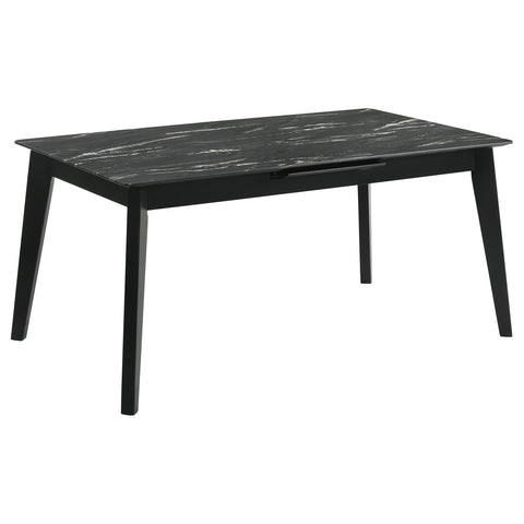 Anzio 5-piece Extension Leaf Dining Table Set BlackBlack Faux Marble