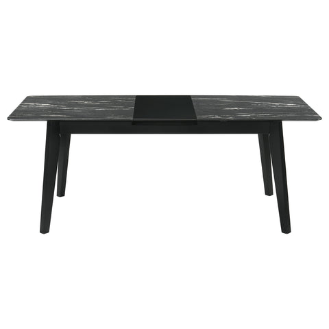 Anzio 7-piece Extension Leaf Dining Table Set BlackBlack Faux Marble