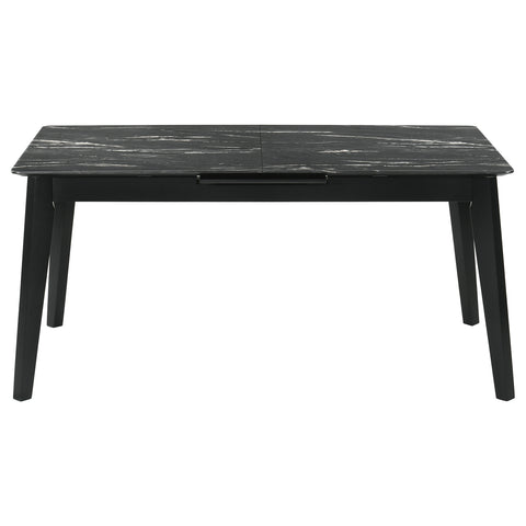 Anzio 7-piece Extension Leaf Dining Table Set BlackBlack Faux Marble