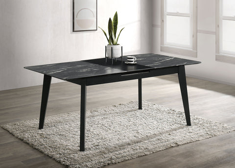 Anzio 78-inch Extension Dining Table Black Faux MarbleBlack Faux Marble