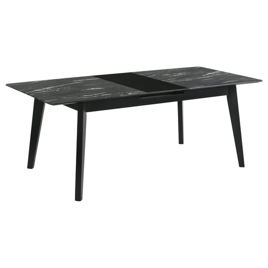 Eckard 78-inch Extension Dining Table Black Faux Marble