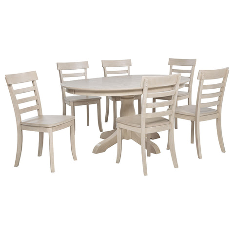 Marsha 7-piece Oval 62-inch Extension Leaf Dining Set Linen
