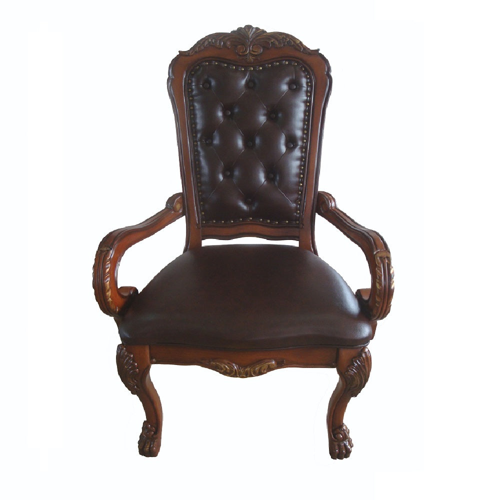 aditya executive office chair, synthetic leather & cherry oak finish