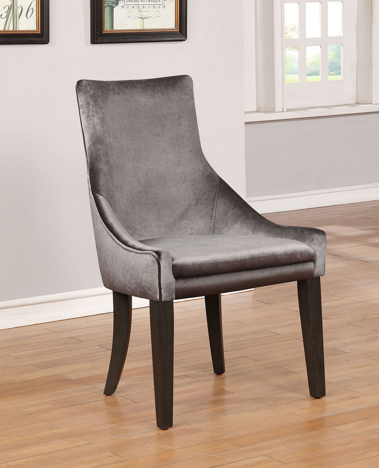 juniper velvet upholstered dining side chair grey (set of 2)grey