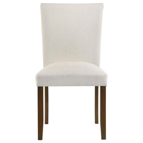 Hudson 5-Piece Round Glass Top Dining Set with Beige Parsons Chairs