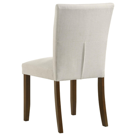 Hudson 5-Piece Round Glass Top Dining Set with Beige Parsons Chairs