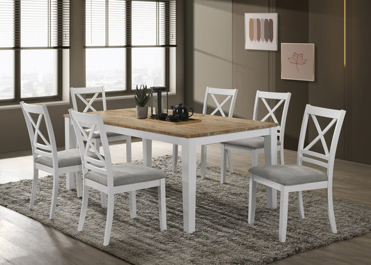 Ingrid 7-piece Rectangular Dining Table Set Brown and WhiteWhite